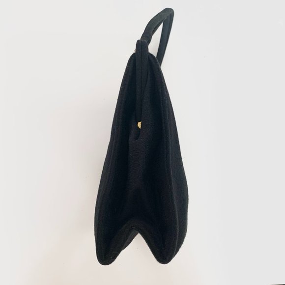 Vintage 50s Bags by Dorian Black Pleated Handbag - Picture 8 of 11